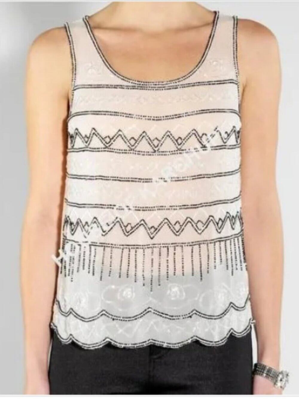 ALI & KRIS women's Beaded Scoop Neck Tank Top - Blush - SIZE M (see comm)